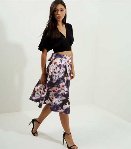 black-floral-print-midi-skater-skirt-